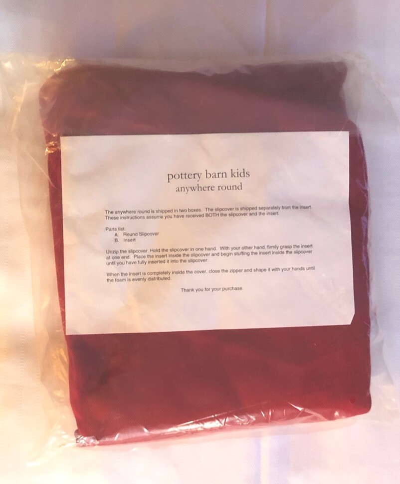 Pottery Barn Kids Anywhere Round Red Twill Slipcover 34” Diameter 14.5” Tall