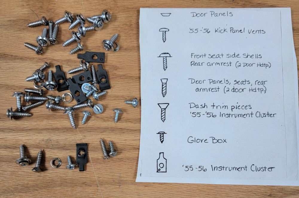 1955 1956 CHEVY INTERIOR SCREW & FASTENER KIT 51 pieces