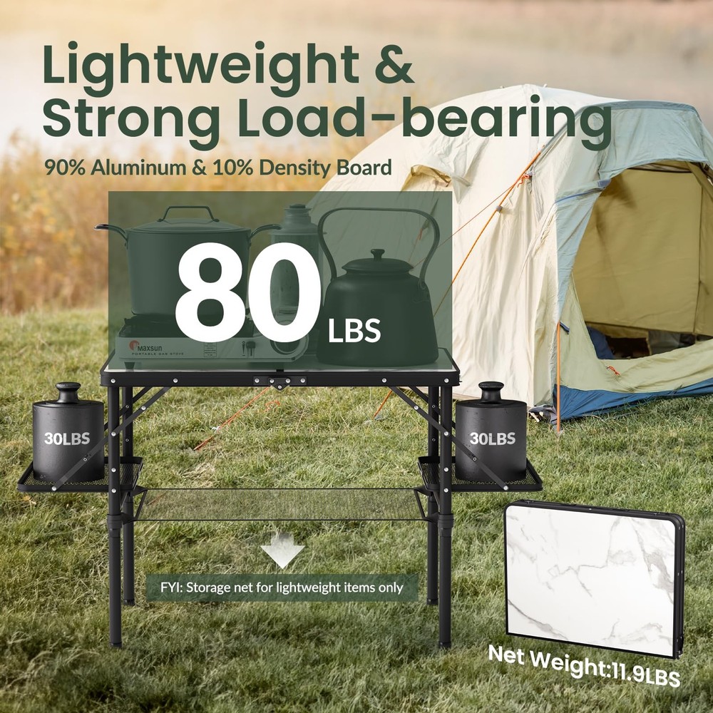 Folding Camping Table 3ft, Folding Picnic Table, Large Camp Table Portable wi...