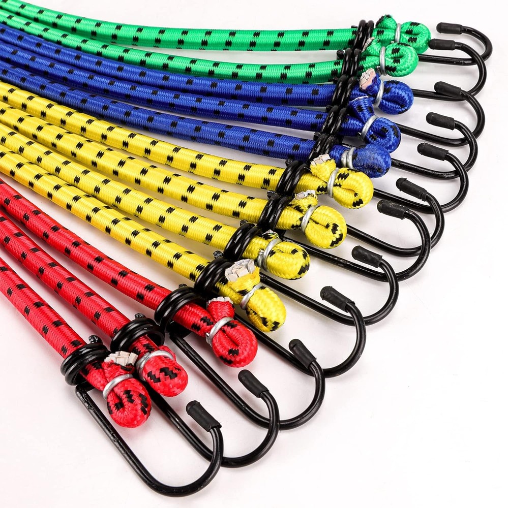 Veppak-Bungee Cords with Hooks, 12 Pack Elastic Bungee Straps Includes 40",32",
