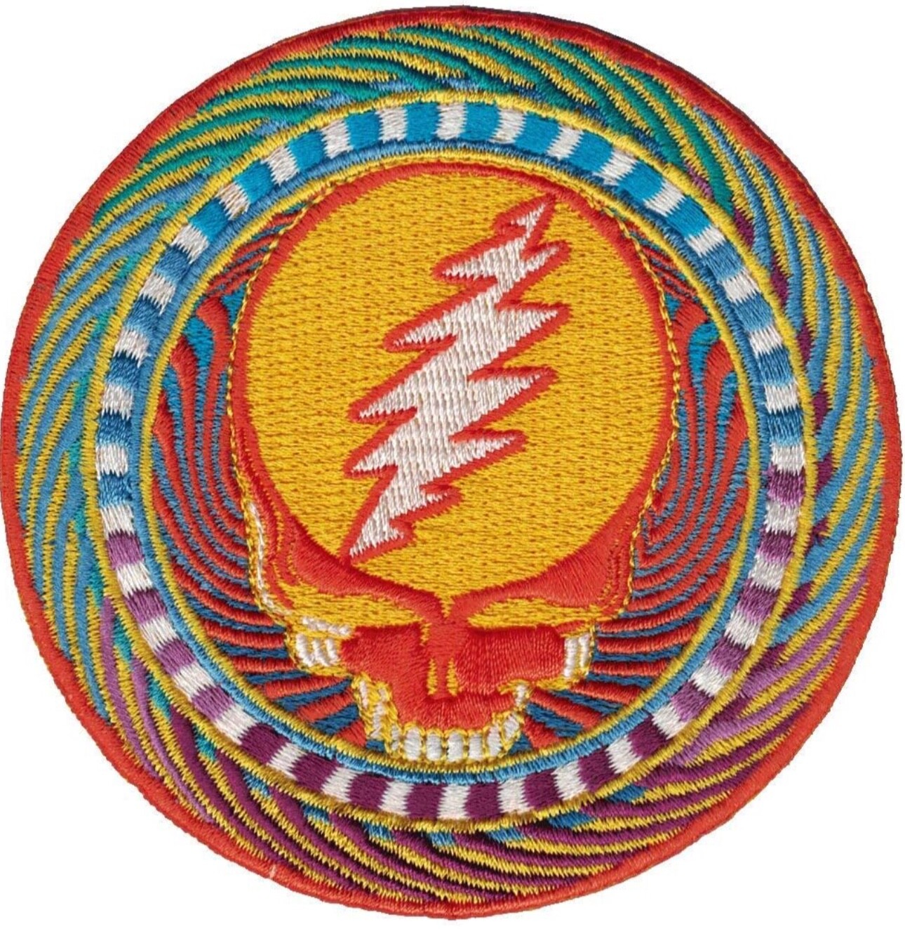 Grateful Dead Orange Sunshine Steal Your Face Patch Sew or Iron On Embroidered