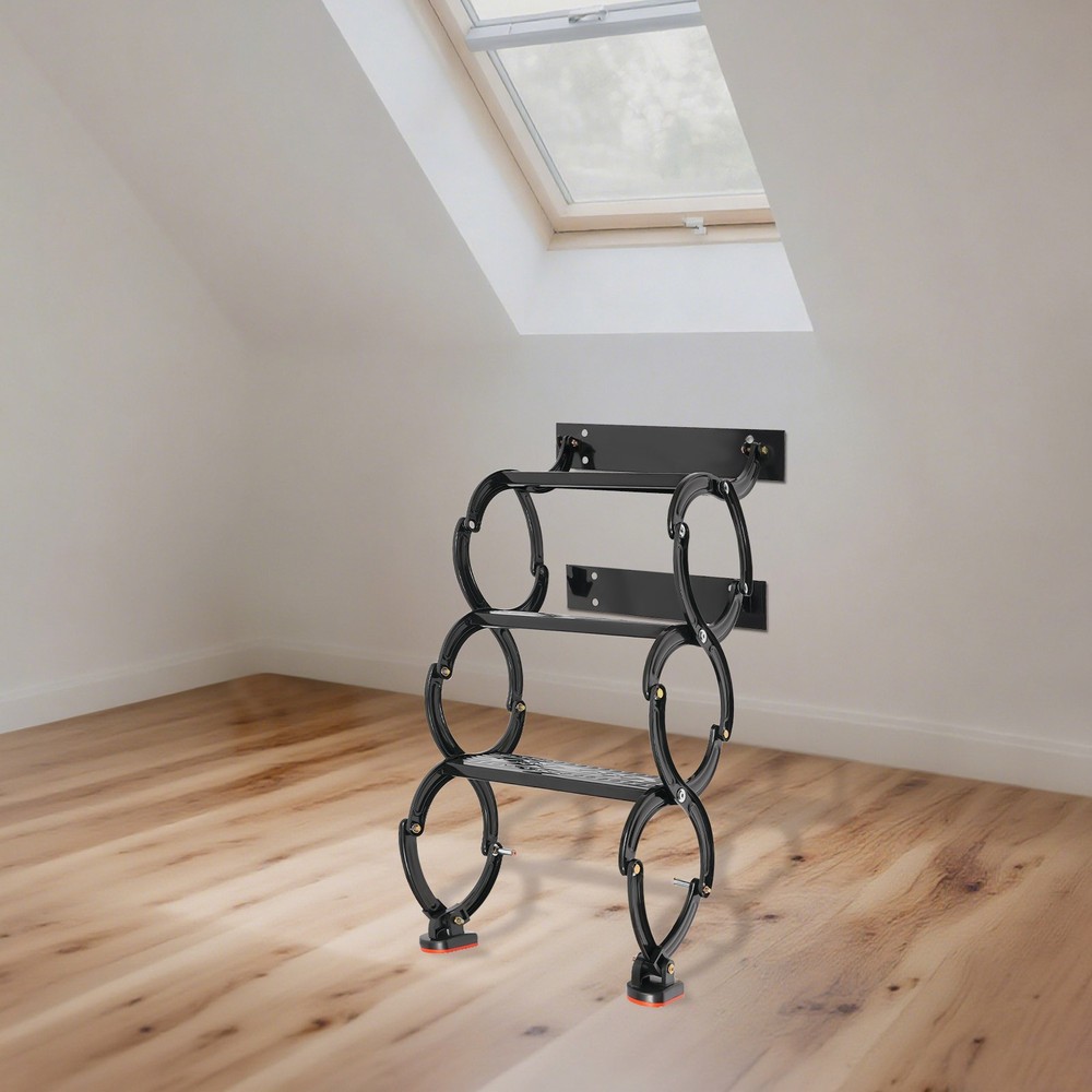 3 Steps Wall Mounted Attic Ladder, Pull Down Telescoping Step Ladder 300kg Load