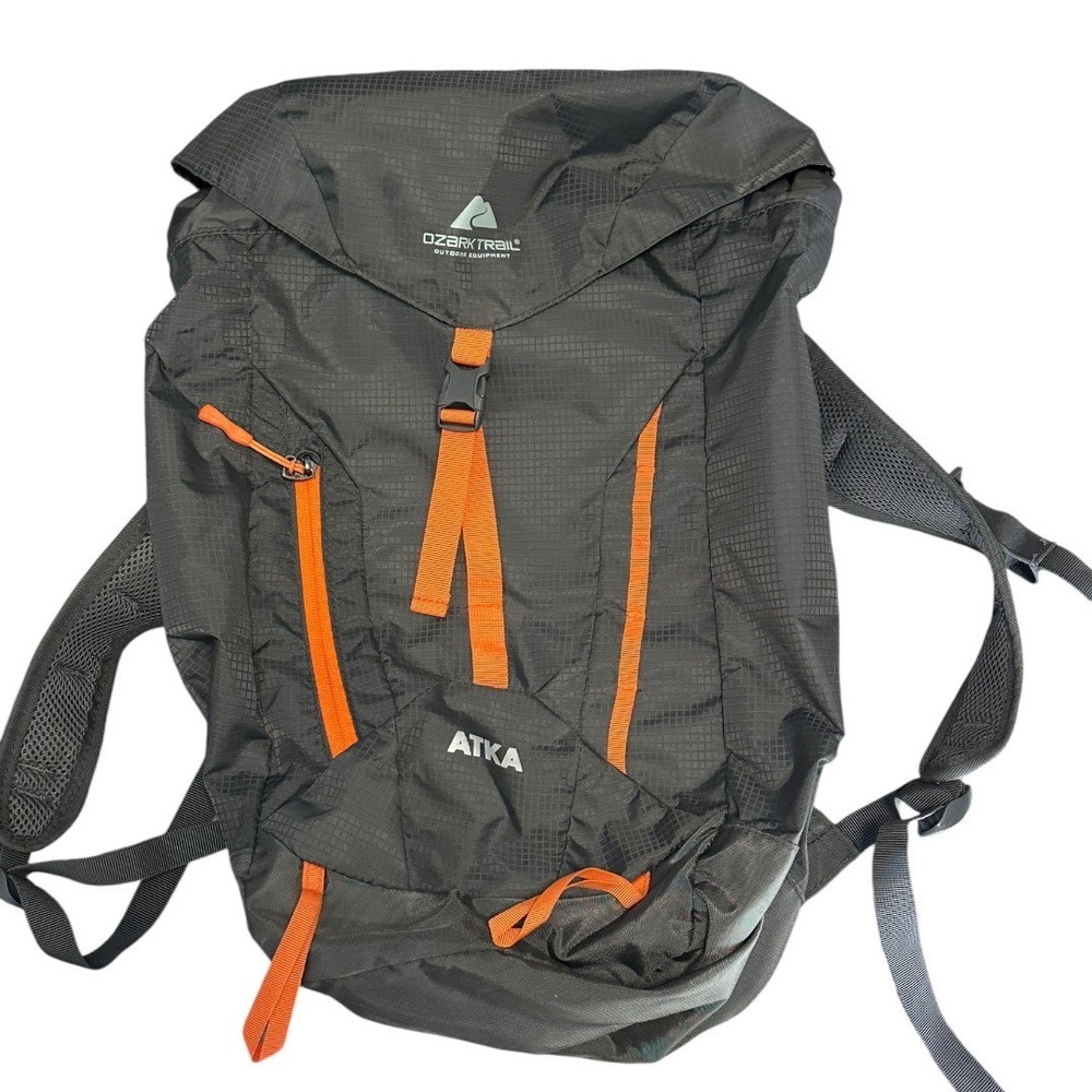 Ozark Trail Atka Backpack Unisex OS Black Orange Excellent Lightweight Ripstop
