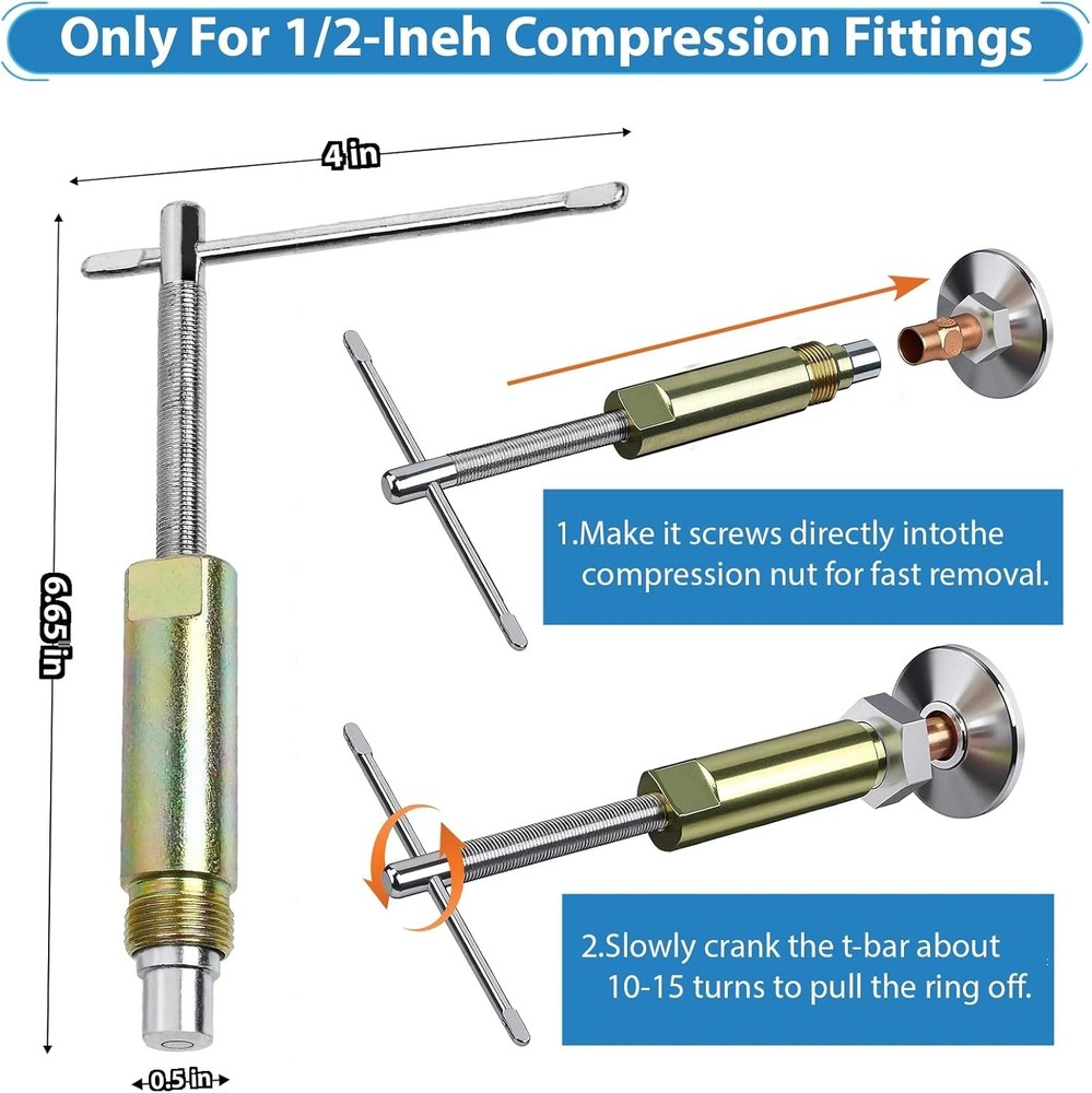Kavedod Plumbing Tools, Angle Stop Removal Tool with compression sleeve pulle...