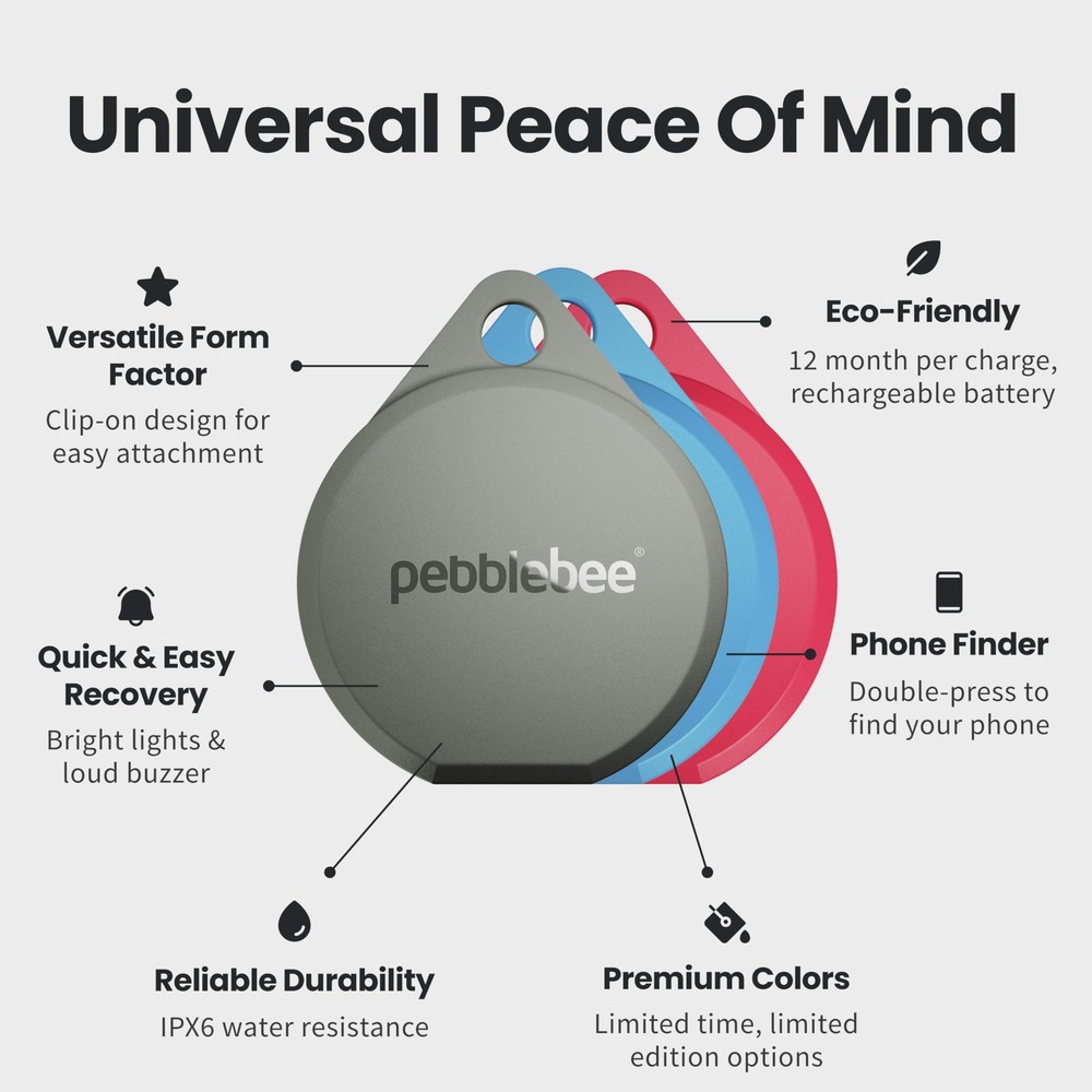 Pebblebee Clip 5 | Rechargeable Bluetooth Tracker Tag for Keys & Bags |...