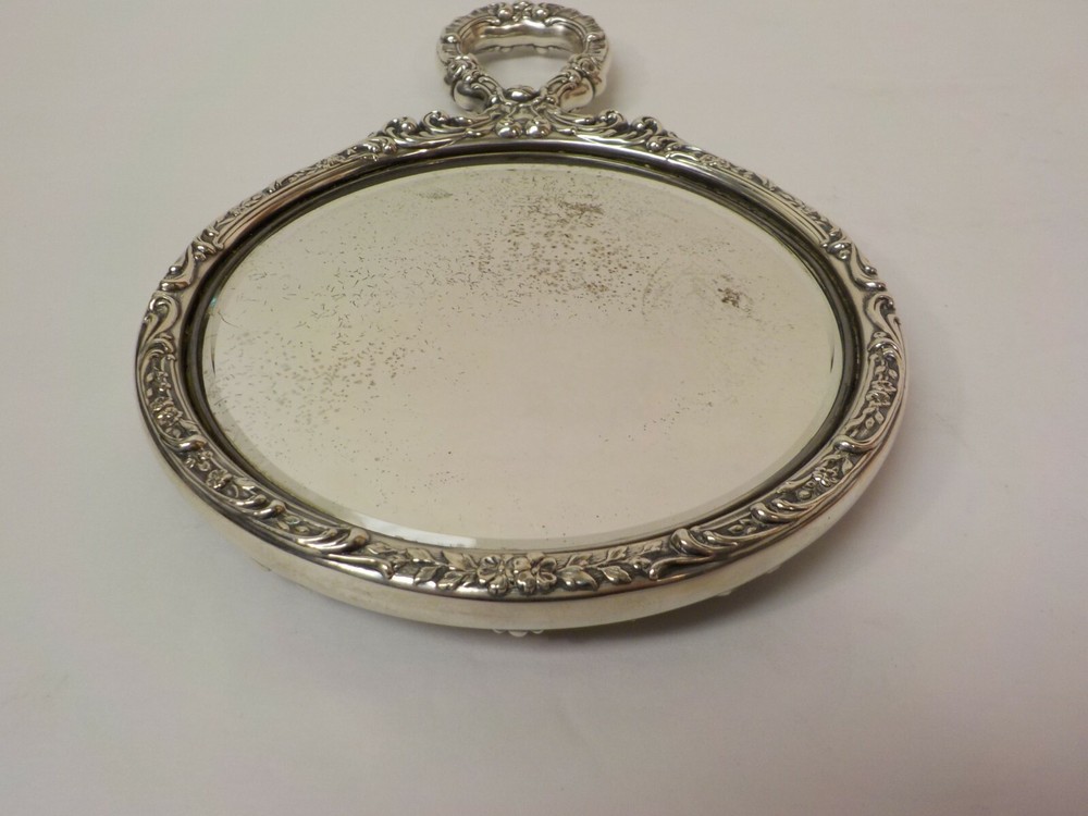 Antique Gorham Repousse Sterling Silver Hand Mirror #C17