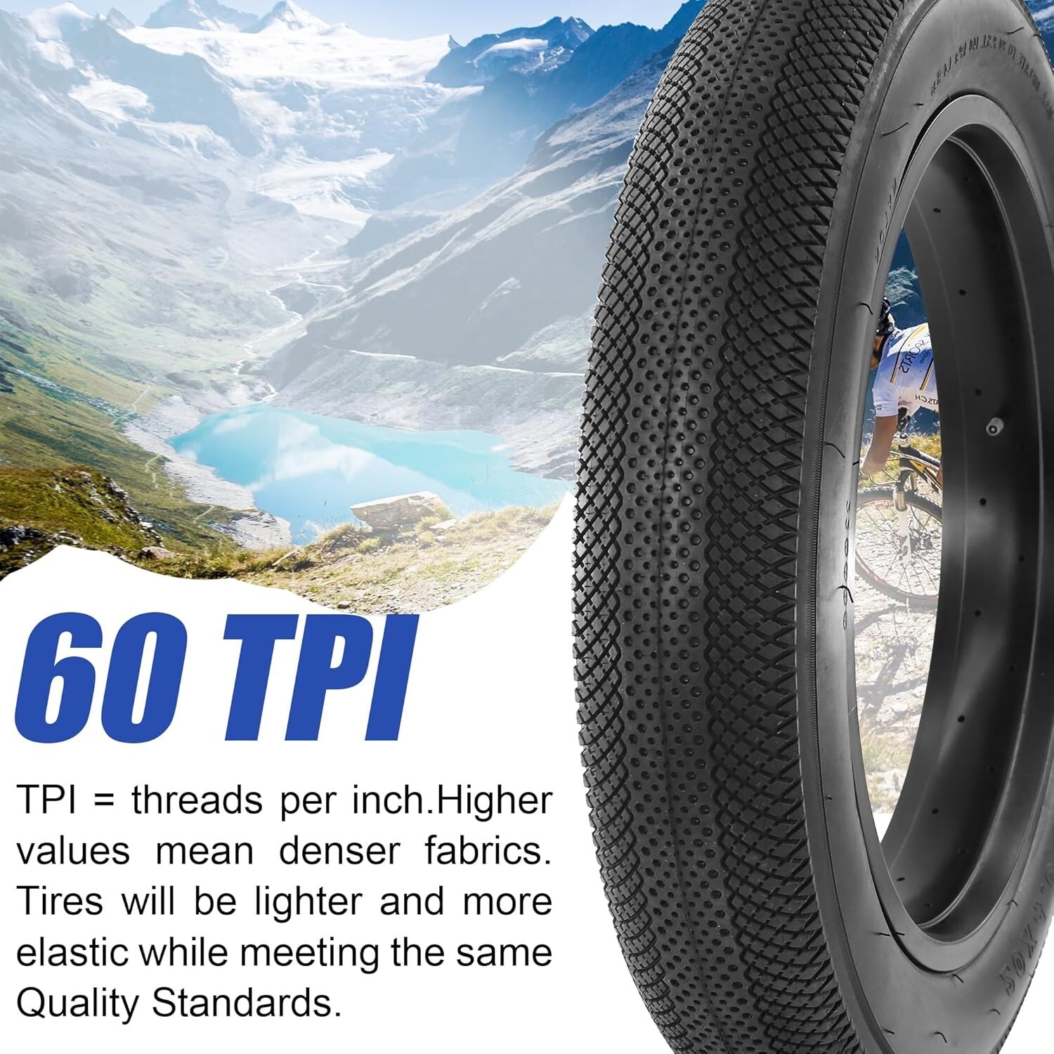 2 Pack 26x4.0 Bike Tire Bike Tire - Fat Tire for Ebike Heavy Duty 26x4.0,Black