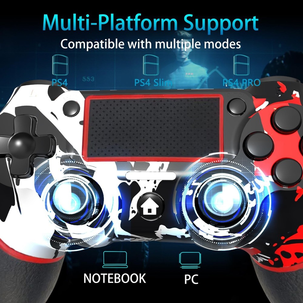 Wireless Controller for Ps4 Romote Compatible with Ps4/Slim/Pro/Windows PC, C...