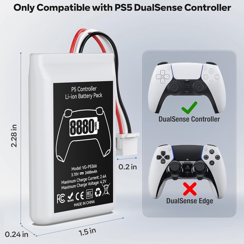 4 Packs Controller Battery for PS5, 8880mWh High Capacity Controller Battery ...