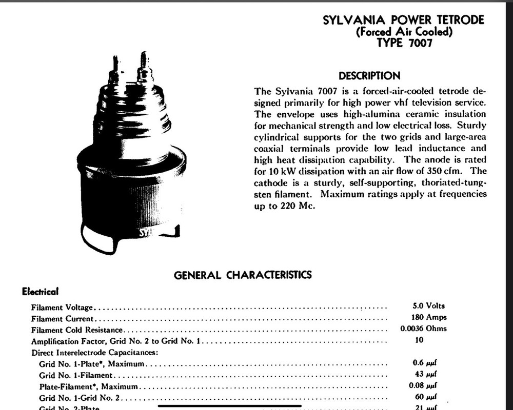RCA 6166A 7007 Ceramic RF Beam Power transmitting Tube 12KW Radio Station PULL