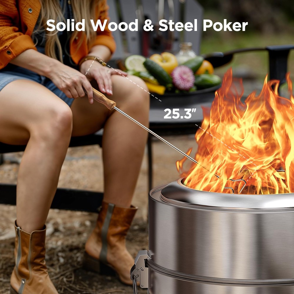 Smokeless Firepit, 21 Inch Fire Pit for Outside with Patented Technology, Lar...