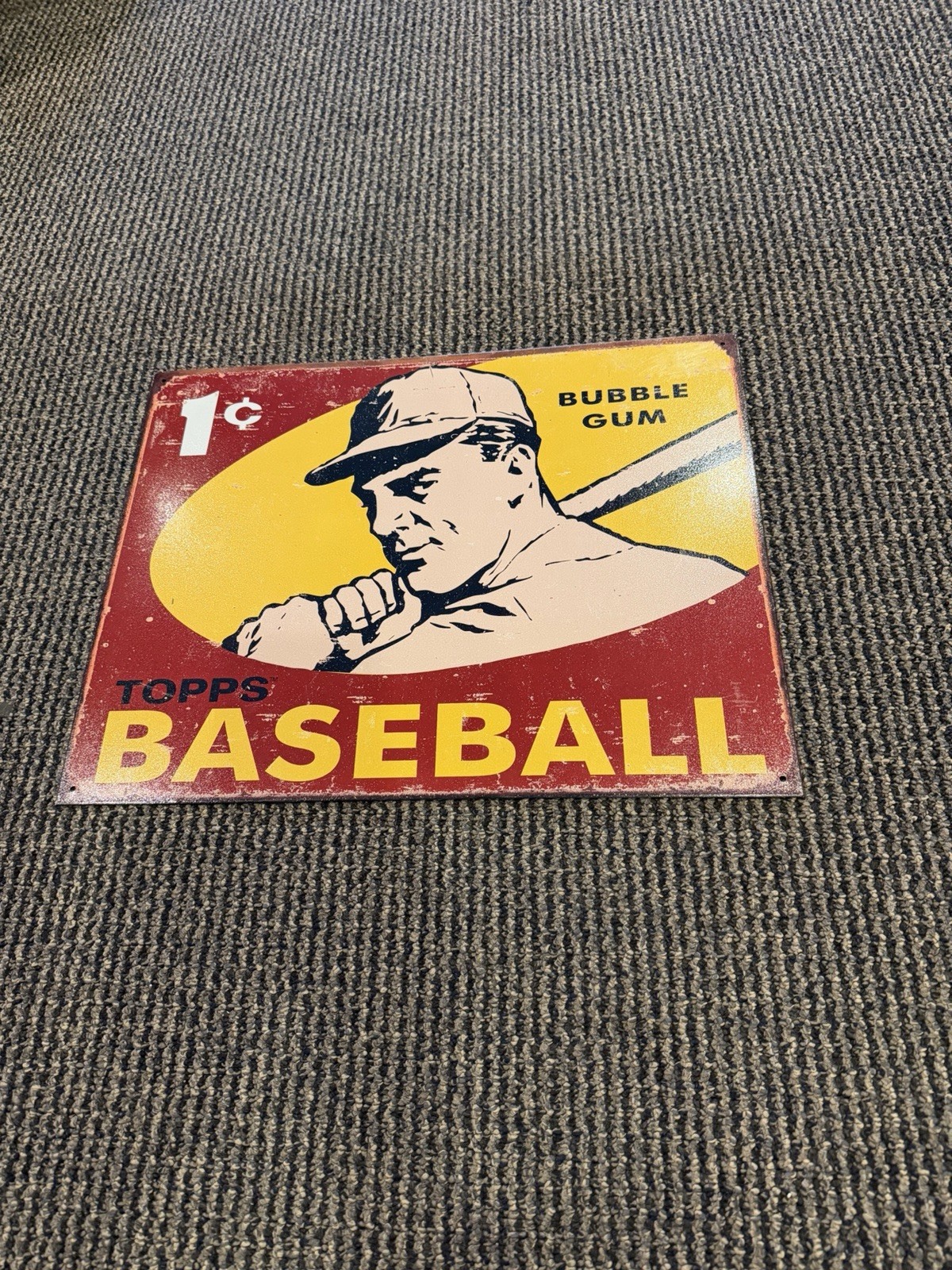 Topps Baseball Card Pack Wrapper 1950s Era Advertising Tin Sign 16x12