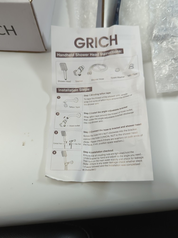 Grich Venus 2.5 gpm Handheld Shower Head Chrome 6 Spray Pattern Settings HP