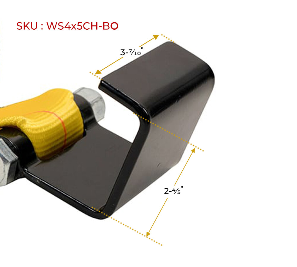 4"x5' Roll Off Container Winch Strap w/ Flat Hook 5400 # WLL Winch Strap Bolt-On