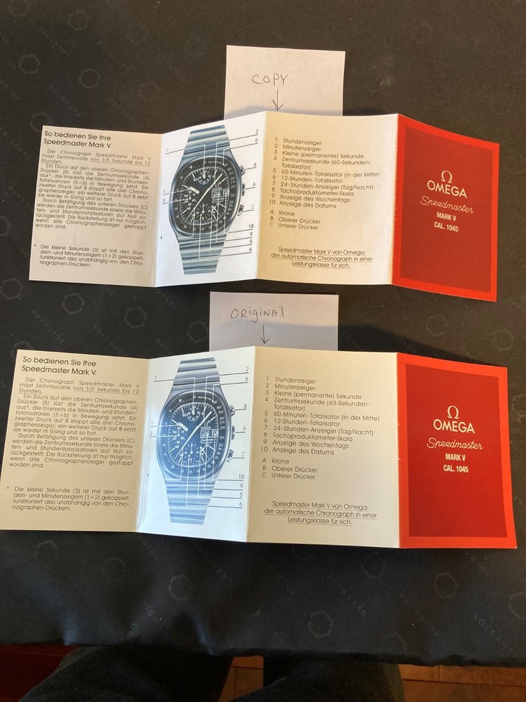 Omega Speedmaster Mark V Cal. 1045 Booklet / Instructions