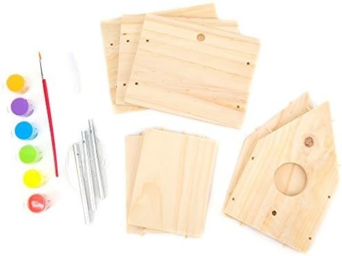 Creative Birdhouse Building Kit - Includes 6 Paint Colors & Hanging String