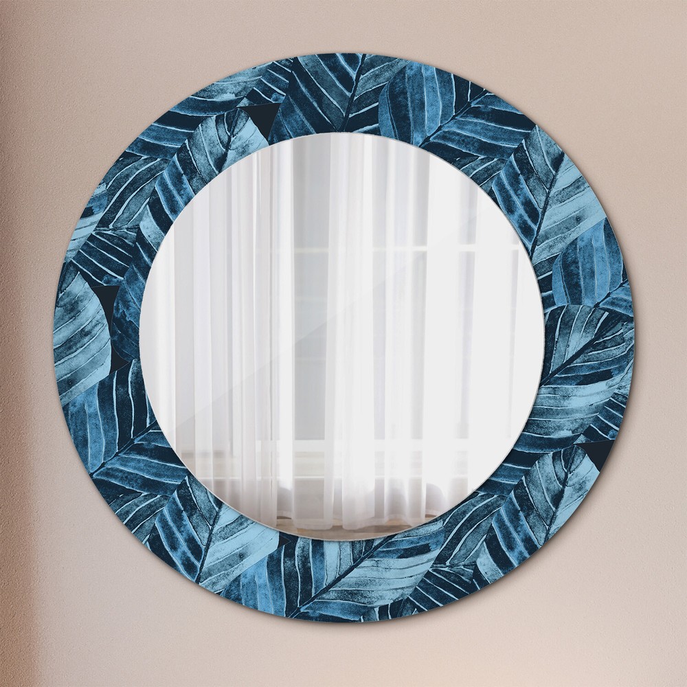 Modern Framed Wall Mirror with Patterned Frame Ready to Hang Jungle foliage