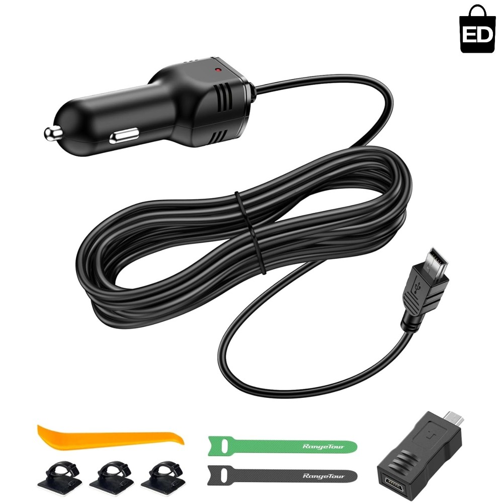 Mini/Micro USB Dash Camera Charger - 12V/24V Car Adapter with Charging Indicator