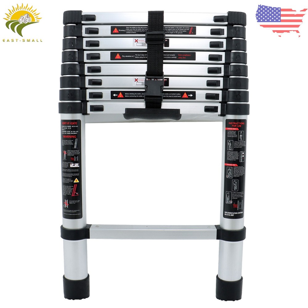 8.5 FT Multi Purpose Telescopic Ladder Folding Extension Step Ladders 330lbs