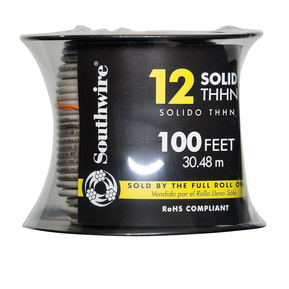 Southwire 100 ft. 12 White Solid CU THHN Wire