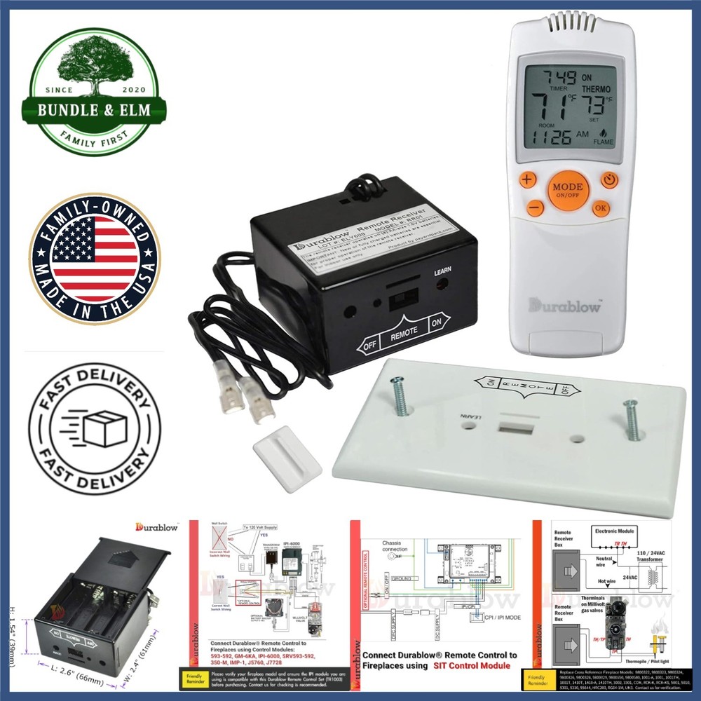 Wireless Gas Fireplace Remote with LCD Display and Automatic Temperature Control