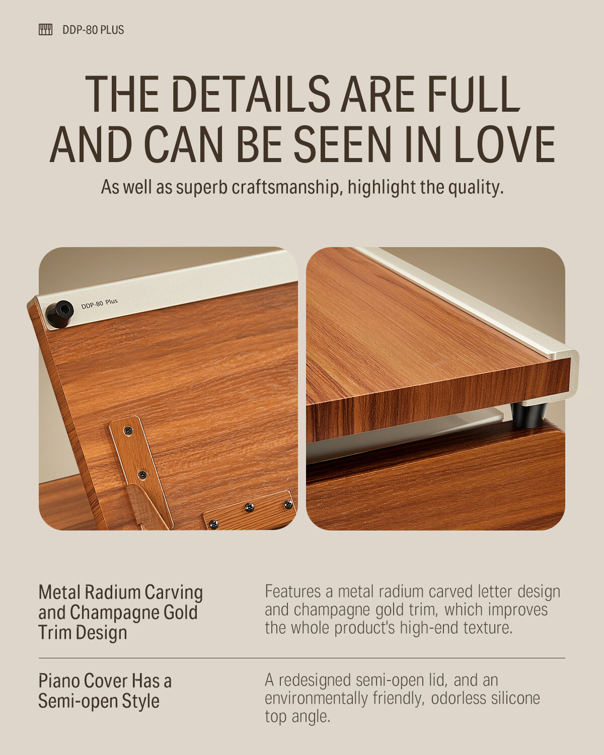 Donner DDP-80 PLUS Digital Piano 88-Key Weighted Wood Grain