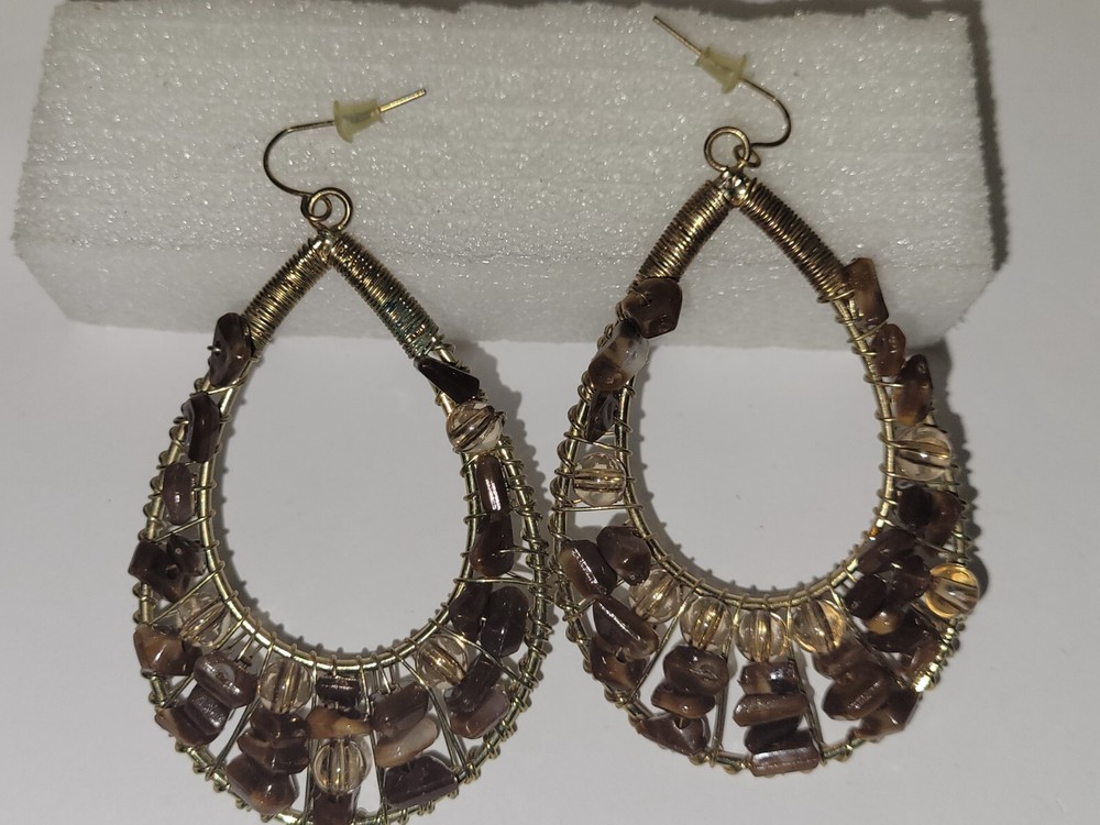 Handmade Wire and Natural Stone Earrings