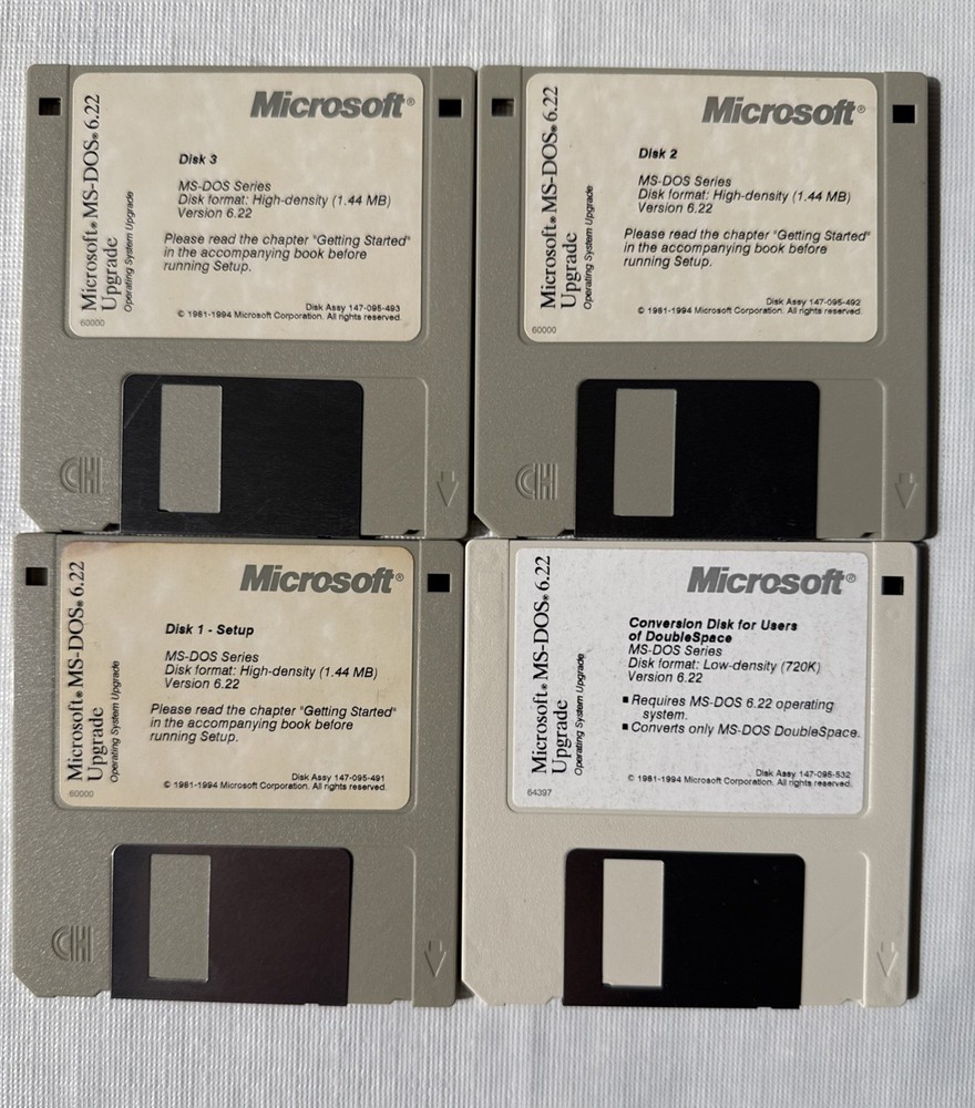Microsoft MS-DOS 6.22 Upgrade Original in Box, 4 Disks & User Guide Untested