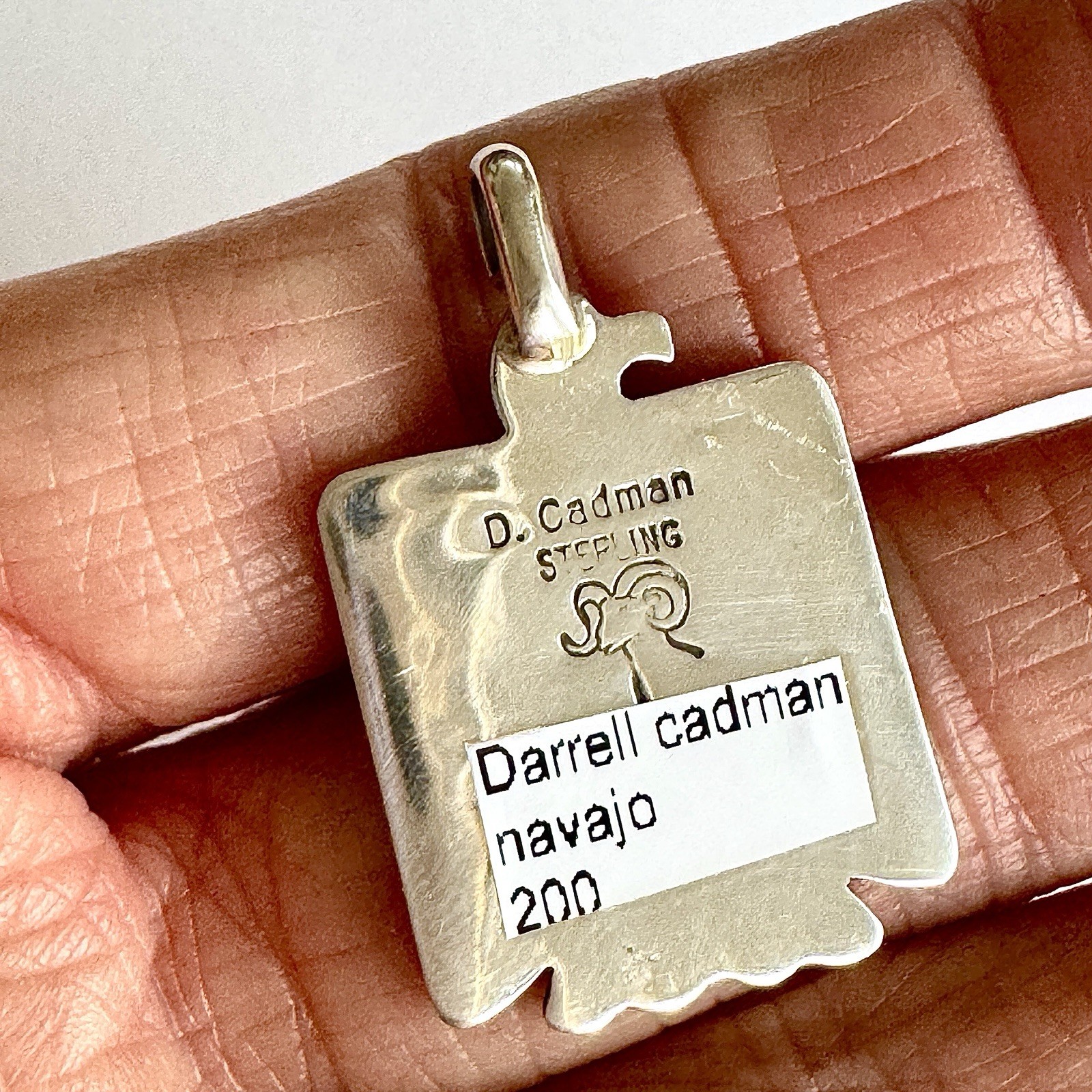 Navajo Thunderbird Pendant 1.25 Signed Cadman Sterling Handmade Harvey Style