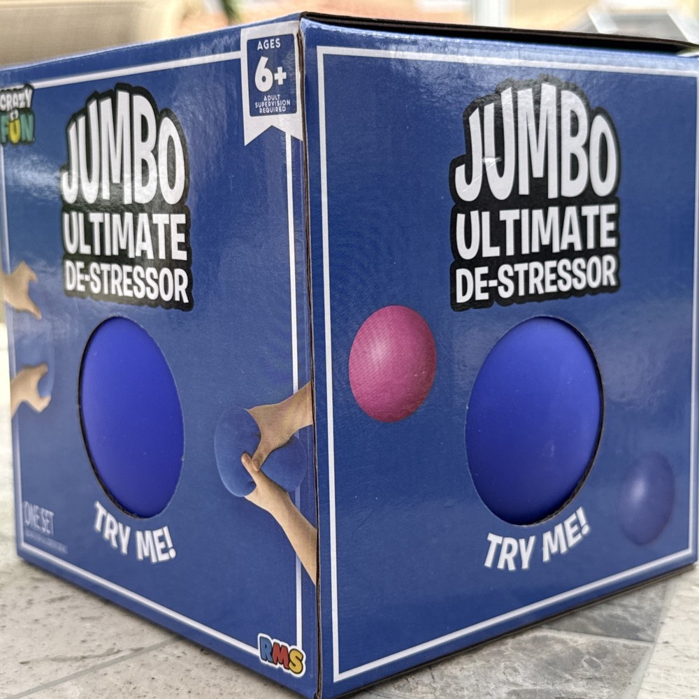 🌟Crazy Fun Jumbo Ultimate De-Stressor Stretchable Squishable Squeeze Ball Blue