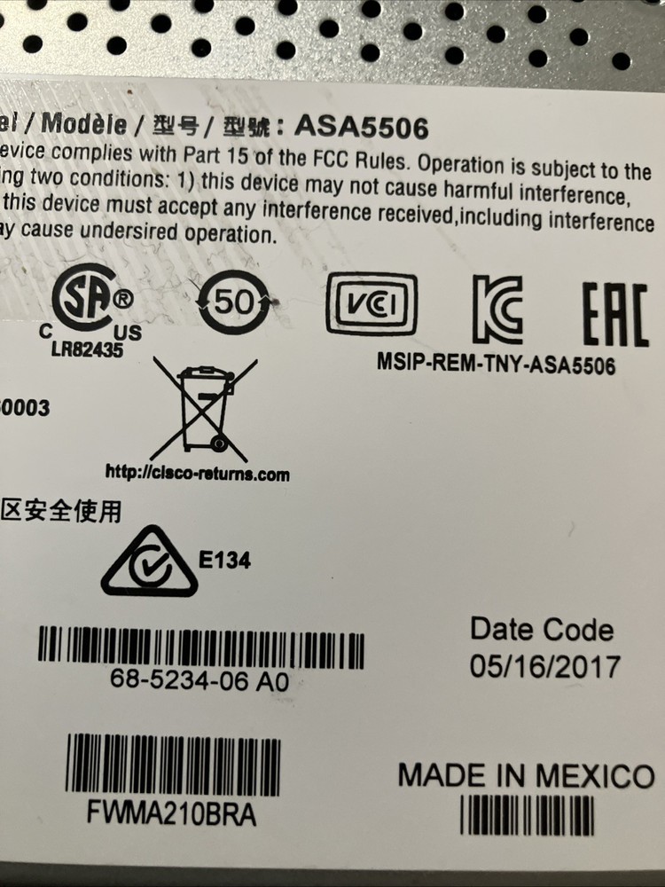 Cisco ASA 5506-X Network Security Firewall