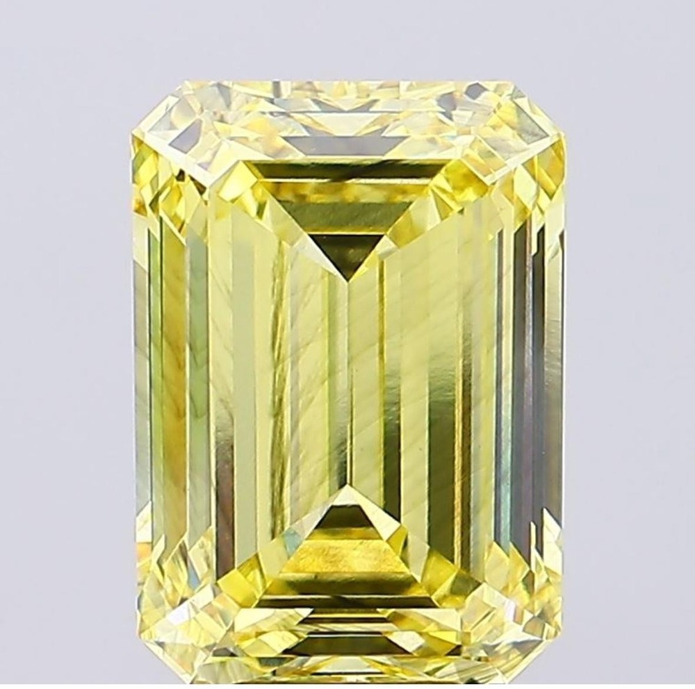 Yellow Emerald Cut Lab Created Diamond IGI
