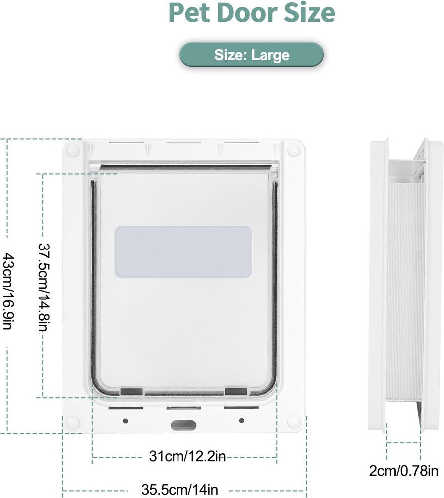 Large Doggie Door with Magnetic Locking Panel for Home Security - Durable & Weat