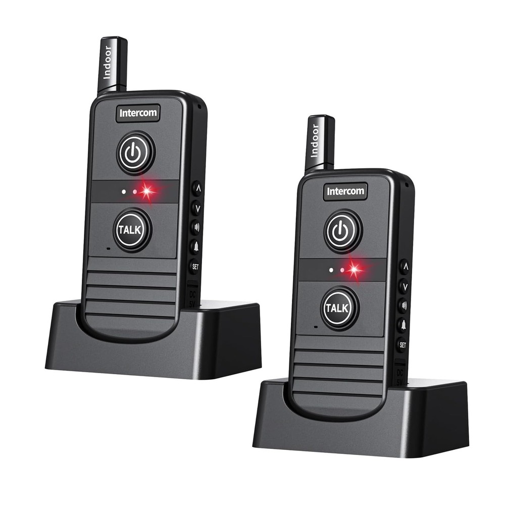 Wireless Home Intercom System 2 Pack Long Range 4900ft Waterproof Office House
