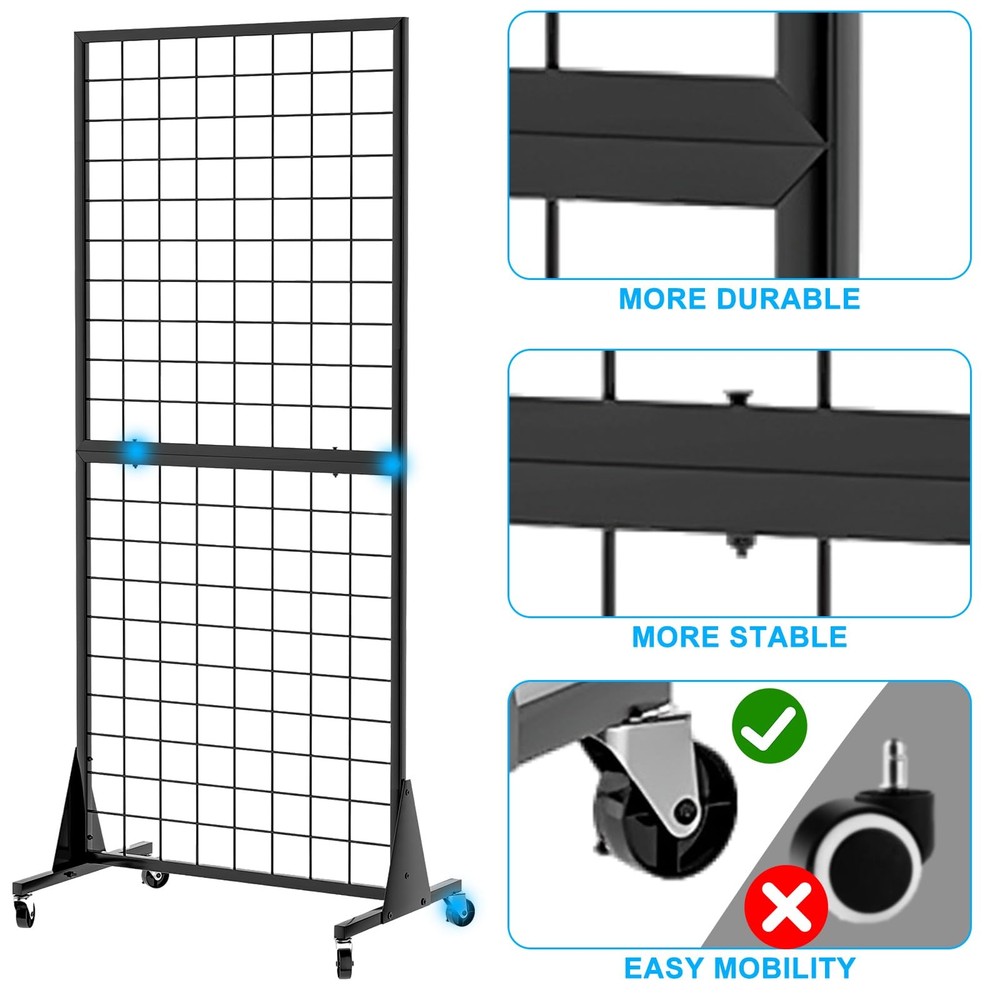 2Pack Gridwall Panel Display Stand, 2'x5.5' Heavy Duty Floor Standing Rack wi...
