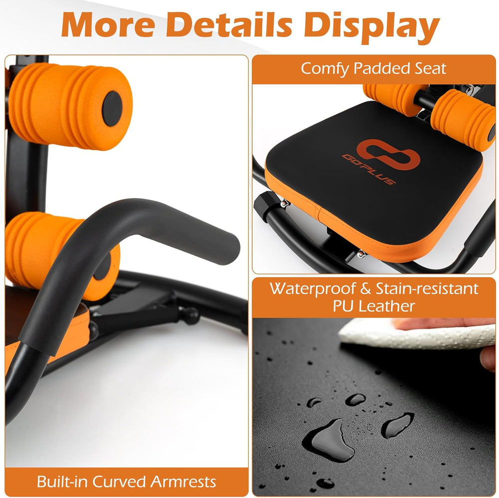 Ab Machine, Core Abdominal Trainer W/ 3-Position Adjustable Backrest, Foam Suppo