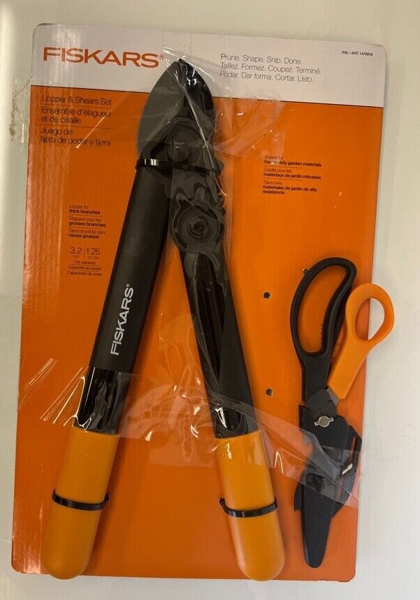 Fiskars Lopper & Garden Shear Tree Branch Twig Pruner Scissors Set