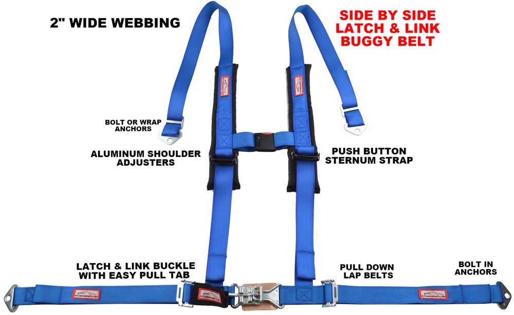 SIDE x SIDE 2" SEAT BELT HARNESS RACE HARNESS LATCH TYPE BLUE