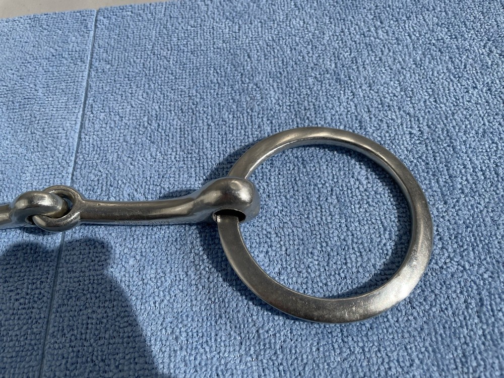 Vintage 6" Loose Flat O-Ring Snaffle Horse Bit Solid Nickel Clean Nice