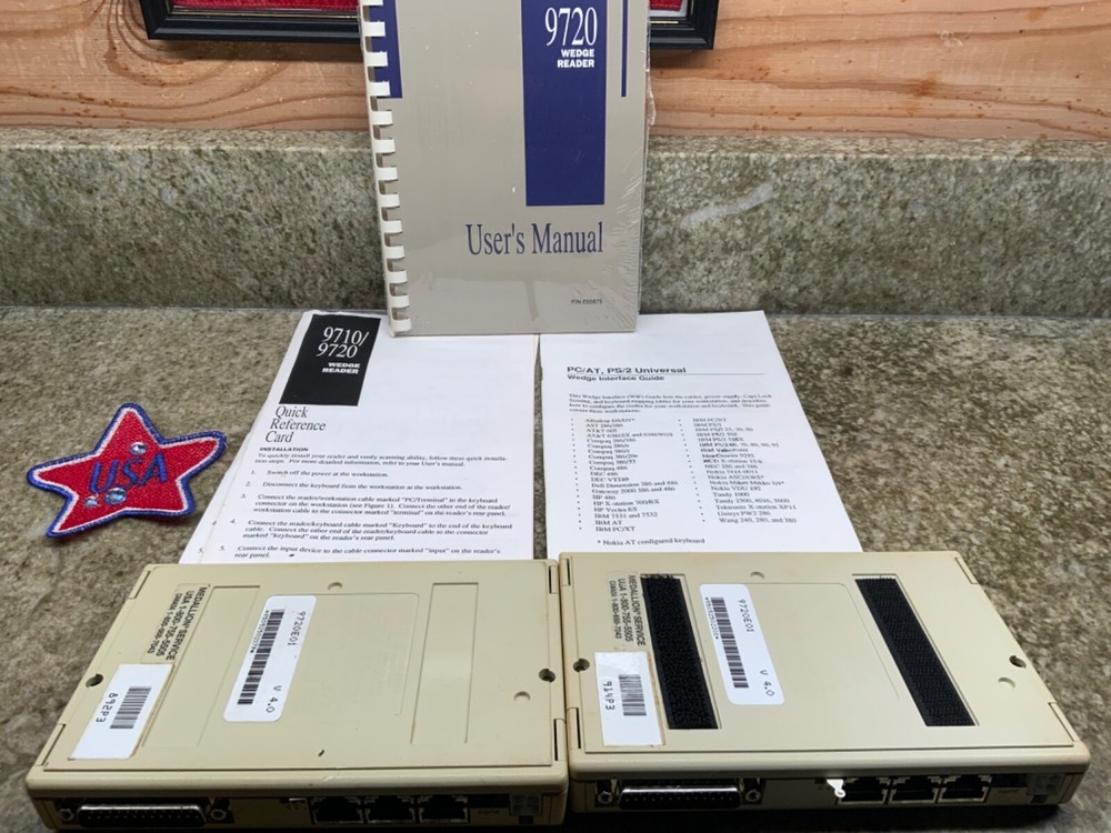 Set of 2 Intermec Wedge Reader 9720 with Quick Reference Card & Users Manual