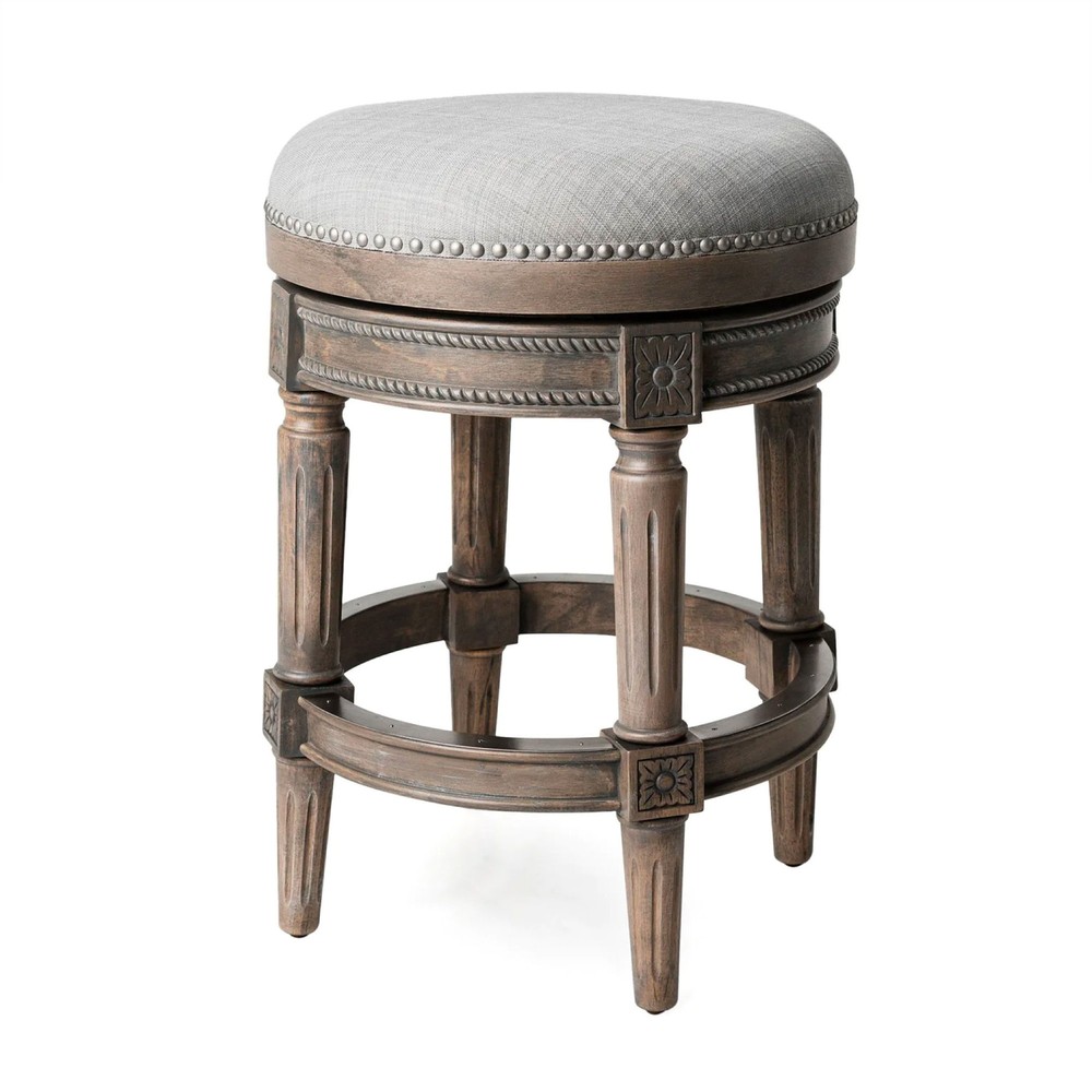 Maven Lane Pullman Backless Swivel Kitchen Counter Stool, Reclaimed Oak