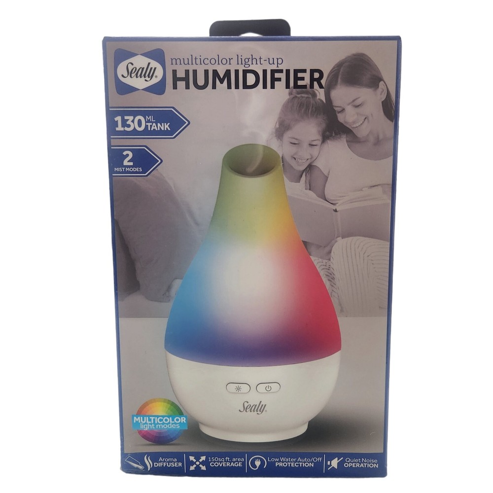 Sealy Light-Up Humidifier Multicolor Aroma Diffuser 2 Mist Modes Quiet Operation