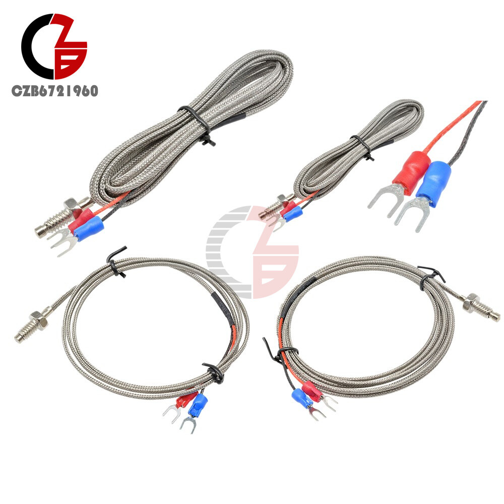 3.3ft/6.6ft 1M/2M K-Type Thermocouple Thread Temperature Controller Sensor Probe