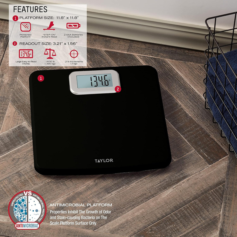 Digital Bath Scale with Antimicrobial Surface Protection, Bathroom Scale for Bod