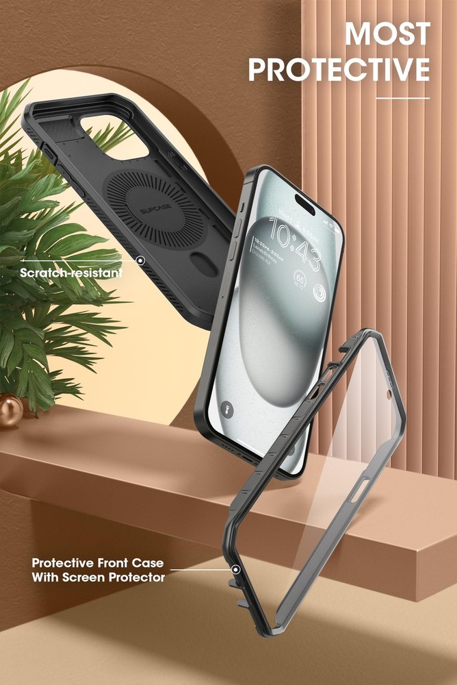 SUPCASE iPhone 15 Plus Case with Stand, MagSafe Compatible, Built-in Screen Prot