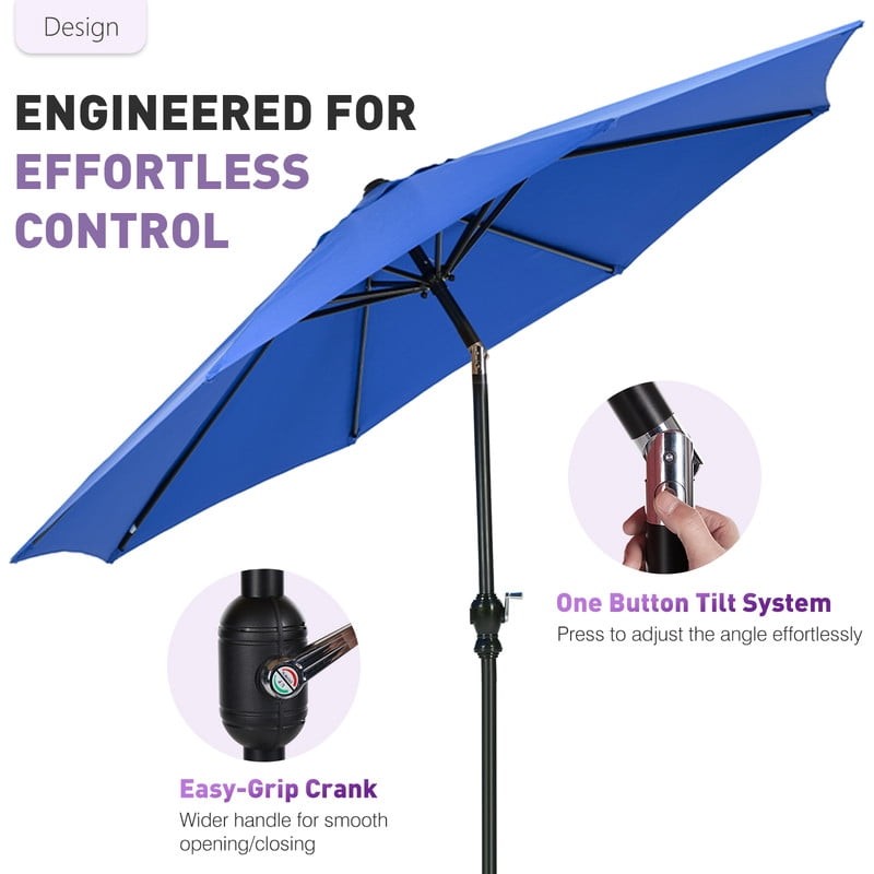 9FT Outdoor Patio Umbrella Outdoor Table Umbrella with Push Button Tilt