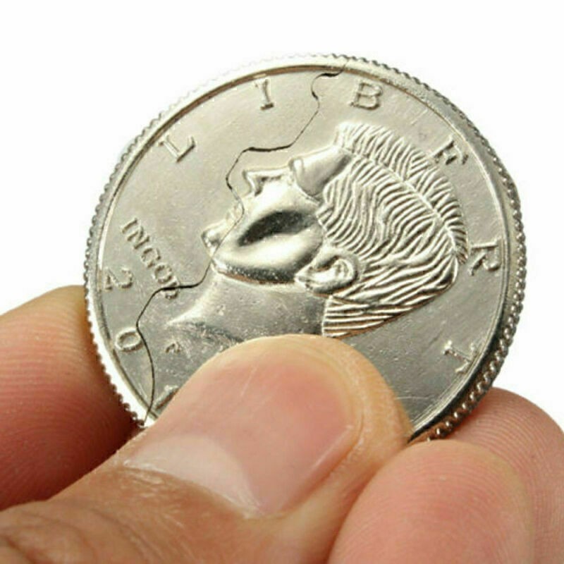 Creative Mouth Close-Up Magic Bite Out Quarter Magic Trick & Restored Half