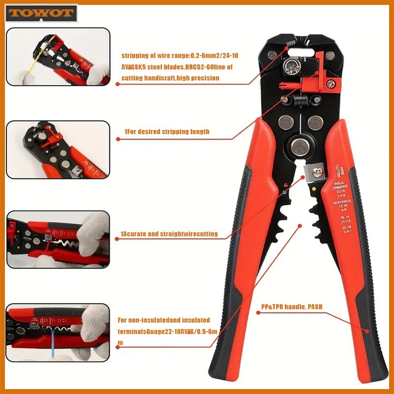 Self-Adjusting Insulation Wire Stripper cutter crimper Terminal Tool Pliers