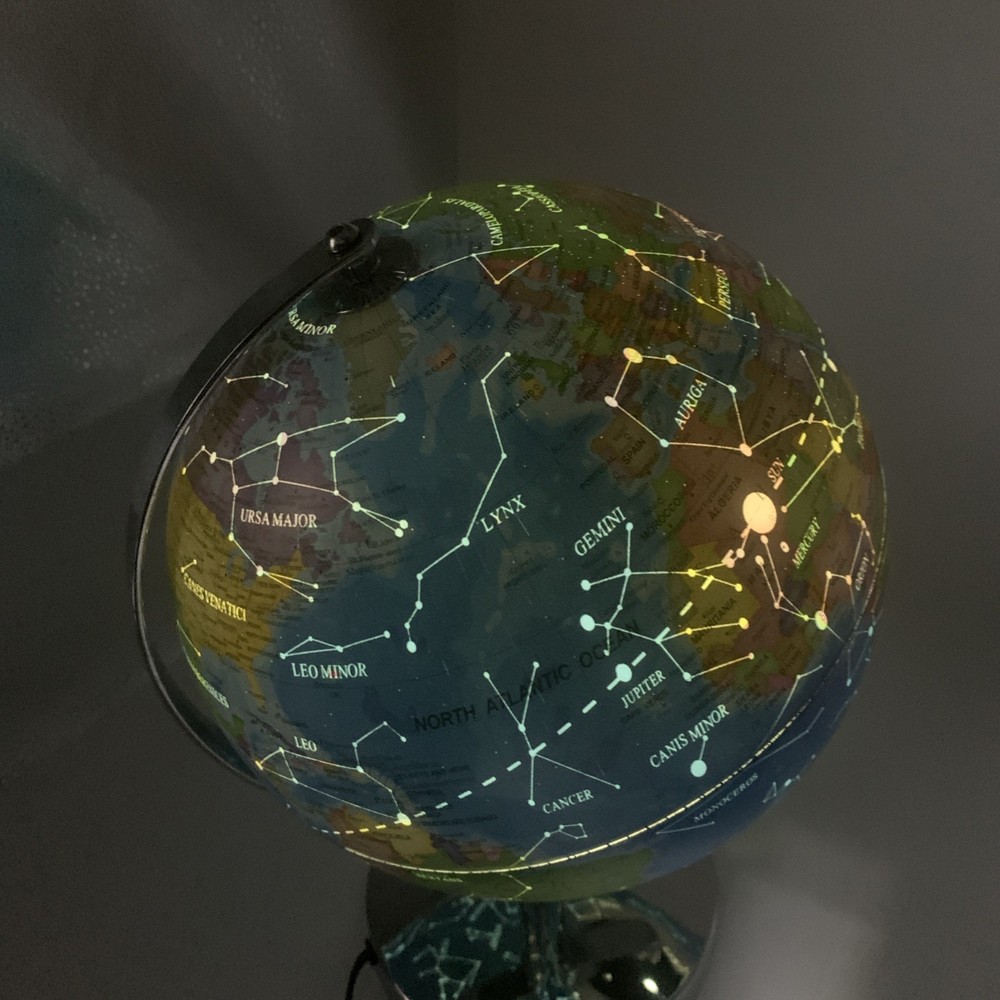 World Globe With Illuminated Constellations Night Light 14” Tall