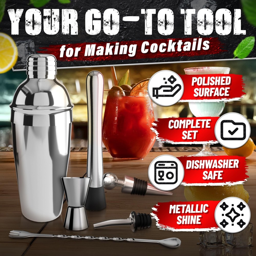 Mixology Bartender Kit with Stand – 10 Pcs Bar Set, 10 Silver Set
